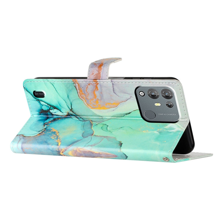 For Blackview A55 Pro Colored Drawing Leather Phone Case(Green Marble)