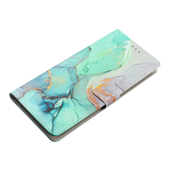 For Blackview A55 Pro Colored Drawing Leather Phone Case(Green Marble)