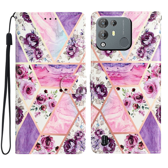 For Blackview A55 Pro Colored Drawing Leather Phone Case(Purple Marble)