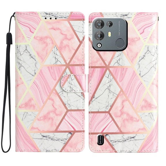 For Blackview A55 Pro Colored Drawing Leather Phone Case(Pink Marble)