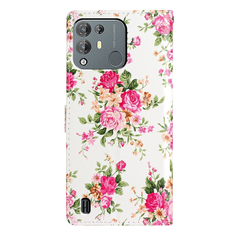 For Blackview A55 Pro Colored Drawing Leather Phone Case(Peonies)