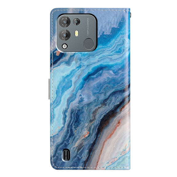 For Blackview A55 Pro Colored Drawing Leather Phone Case(Blue Marble)