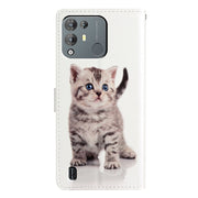For Blackview A55 Pro Colored Drawing Leather Phone Case(Little Tabby Cat)