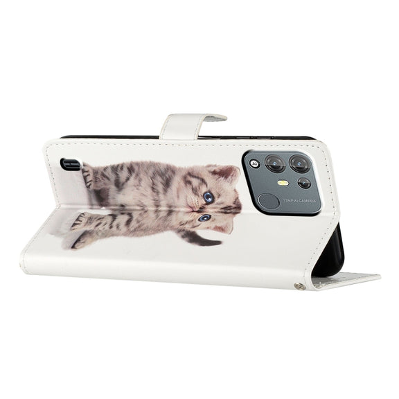 For Blackview A55 Pro Colored Drawing Leather Phone Case(Little Tabby Cat)