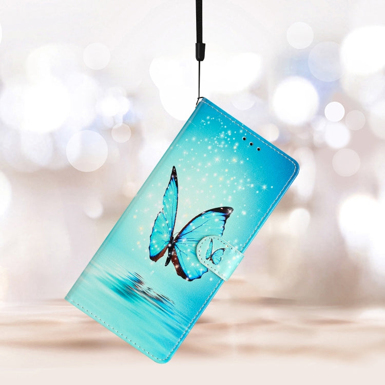 For TCL 40 SE Colored Drawing Leather Phone Case(Blue Butterfly)