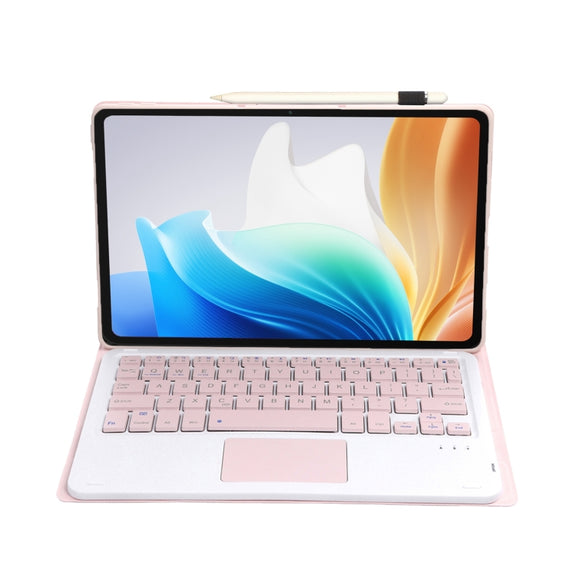 For OnePlus Pad Go / OPPO Pad Air2 / Neo OP14-A TPU Ultra-thin Detachable Bluetooth Keyboard Leather Case with Touchpad(Pink)