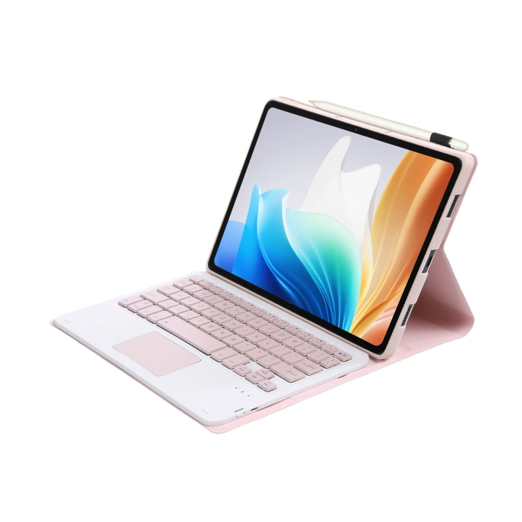 For OnePlus Pad Go / OPPO Pad Air2 / Neo OP14-A TPU Ultra-thin Detachable Bluetooth Keyboard Leather Case with Touchpad(Pink)