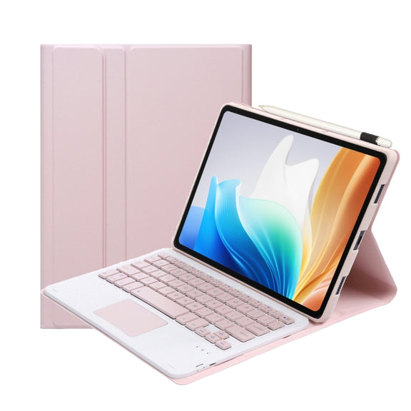 For OnePlus Pad Go / OPPO Pad Air2 / Neo OP14-A TPU Ultra-thin Detachable Bluetooth Keyboard Leather Case with Touchpad(Pink)