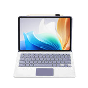 For OnePlus Pad Go / OPPO Pad Air2 / Neo OP14-A TPU Ultra-thin Detachable Bluetooth Keyboard Leather Case with Touchpad(Purple)