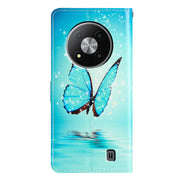For ZTE Blade A73 5G Colored Drawing Leather Phone Case(Blue Butterfly)