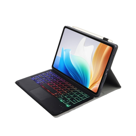 For OnePlus Pad Go / OPPO Pad Air2 / Neo OP14-AS TPU Ultra-thin Detachable Backlight Bluetooth Keyboard Leather Case with Touchpad(Black)