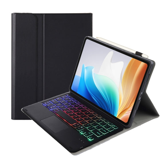 For OnePlus Pad Go / OPPO Pad Air2 / Neo OP14-AS TPU Ultra-thin Detachable Backlight Bluetooth Keyboard Leather Case with Touchpad(Black)