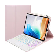 For OnePlus Pad Go / OPPO Pad Air2 / Neo OP14-AS TPU Ultra-thin Detachable Backlight Bluetooth Keyboard Leather Case with Touchpad(Pink)