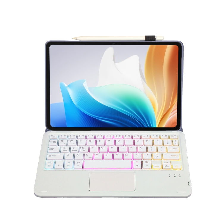 For OnePlus Pad Go / OPPO Pad Air2 / Neo OP14-AS TPU Ultra-thin Detachable Backlight Bluetooth Keyboard Leather Case with Touchpad(Purple)