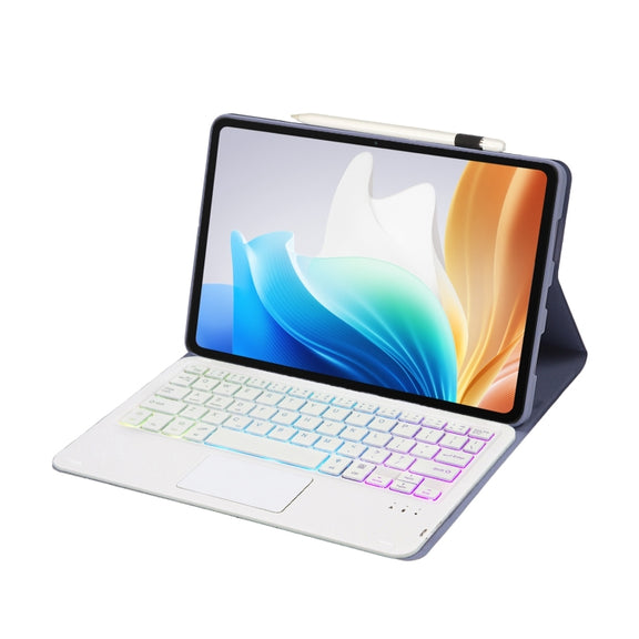 For OnePlus Pad Go / OPPO Pad Air2 / Neo OP14-AS TPU Ultra-thin Detachable Backlight Bluetooth Keyboard Leather Case with Touchpad(Purple)
