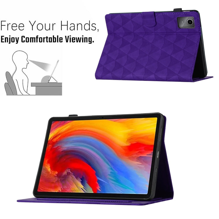 For Lenovo Tab M11/Xiaoxin Pad 11 2024 Diamond Texture Embossed Leather Smart Tablet Case(Purple)