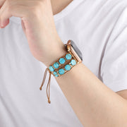 For Apple Watch Ultra 2 49mm Hexagonal Stones Drawstring Chain Watch Band(Blue)