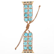 For Apple Watch SE 2022 44mm Hexagonal Stones Drawstring Chain Watch Band(Blue)