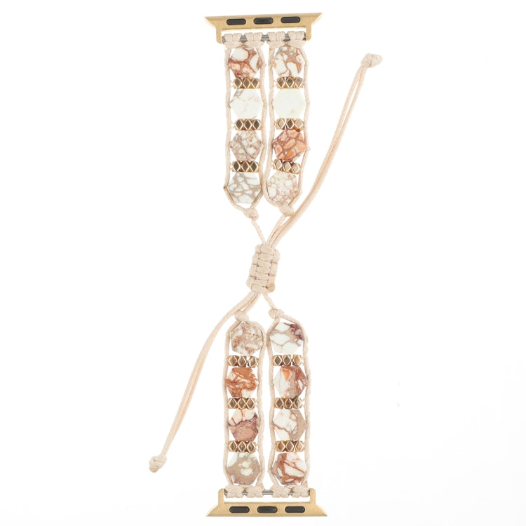 For Apple Watch SE 40mm Hexagonal Stones Drawstring Chain Watch Band(Beige)