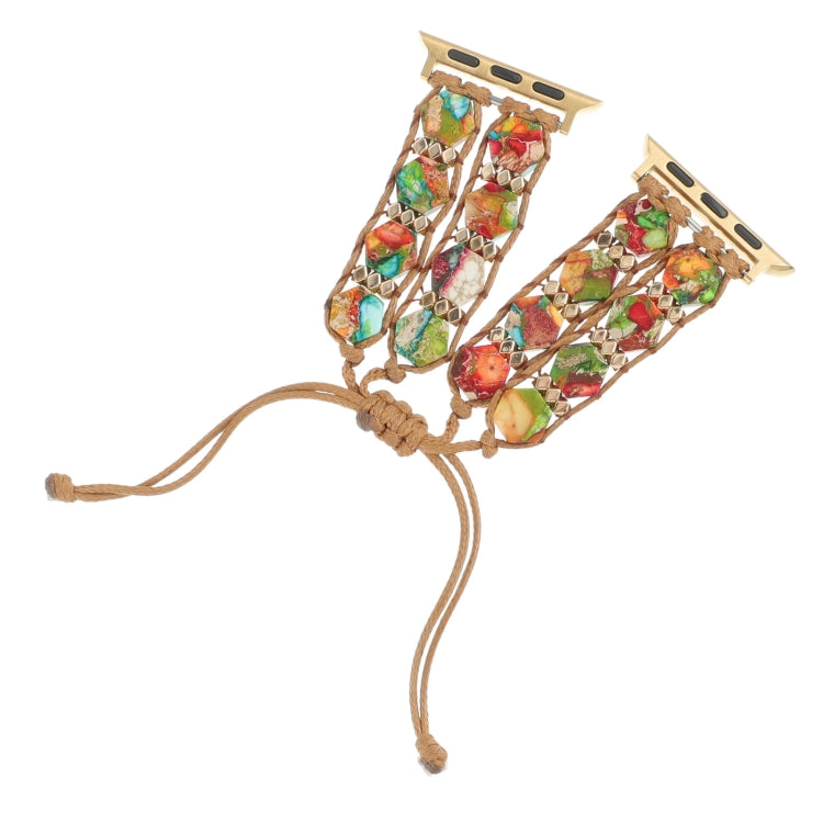 For Apple Watch Series 5 40mm Hexagonal Stones Drawstring Chain Watch Band(Colorful)