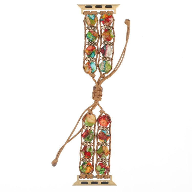 For Apple Watch 38mm Hexagonal Stones Drawstring Chain Watch Band(Colorful)