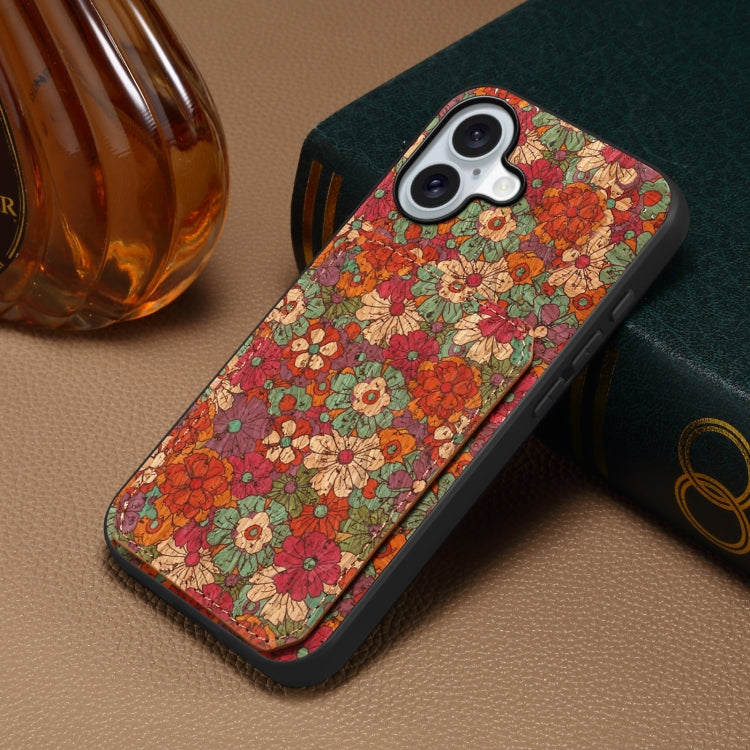 For iPhone 16 Dual Card Slot Holder Phone Case(Summer Red)