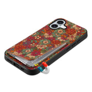 For iPhone 16 Dual Card Slot Holder Phone Case(Summer Red)