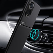For OPPO A78 4G Classic Tilt Strip Grain Magnetic Shockproof PC + TPU Phone Case(Black)