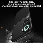 For OPPO Reno11 5G Global Classic Tilt Strip Grain Magnetic PC Hybrid TPU Phone Case(Blue)