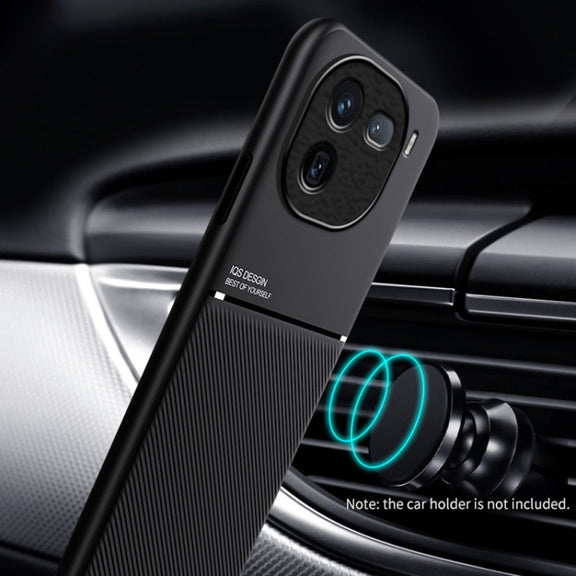 For vivo iQOO 12 Classic Tilt Strip Grain Magnetic Shockproof PC + TPU Phone Case(Black)
