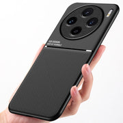 For vivo X100 Classic Tilt Strip Grain Magnetic Shockproof PC + TPU Phone Case(Blue)