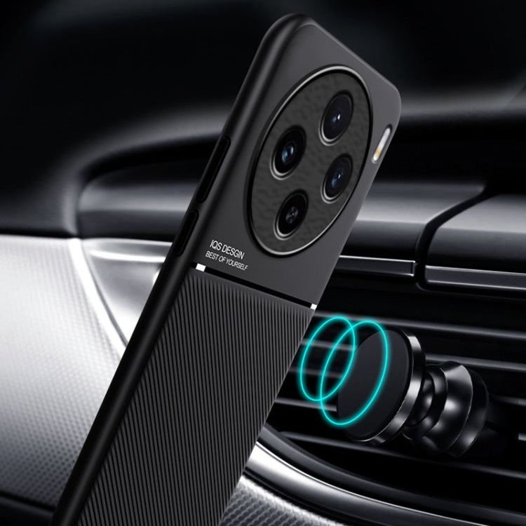 For vivo X100 Classic Tilt Strip Grain Magnetic Shockproof PC + TPU Phone Case(Blue)