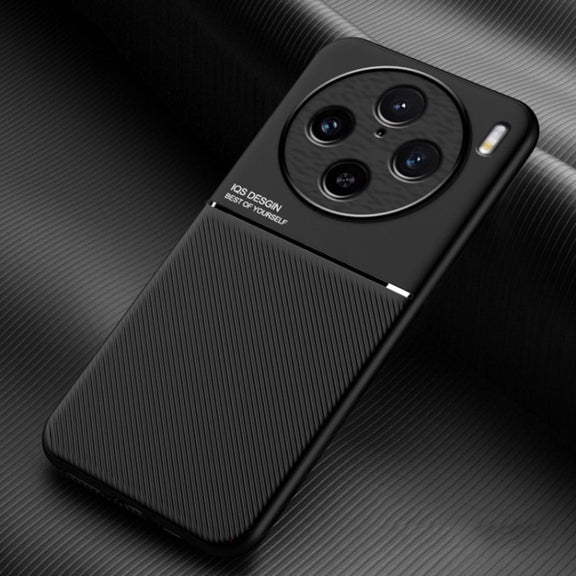 For vivo X100 Pro Classic Tilt Strip Grain Magnetic Shockproof PC + TPU Phone Case(Black)