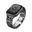 For Apple Watch SE 40mm Butterfly Buckle 5-Beads Metal Watch Band(Black Silver) - Watch Bands by PMC TechLife | Online Shopping South Africa | PMC TechLife