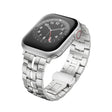 For Apple Watch 42mm Butterfly Buckle 5-Beads Metal Watch Band(Silver White) - Watch Bands by PMC TechLife | Online Shopping South Africa | PMC TechLife