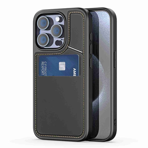 For iPhone 15 Pro Max DUX DUCIS Rafi II Series MagSafe Magnetic Holder RFID Phone Case(Black)