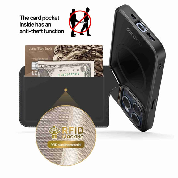 For iPhone 15 Pro DUX DUCIS Rafi II Series MagSafe Magnetic Holder RFID Phone Case(Black)