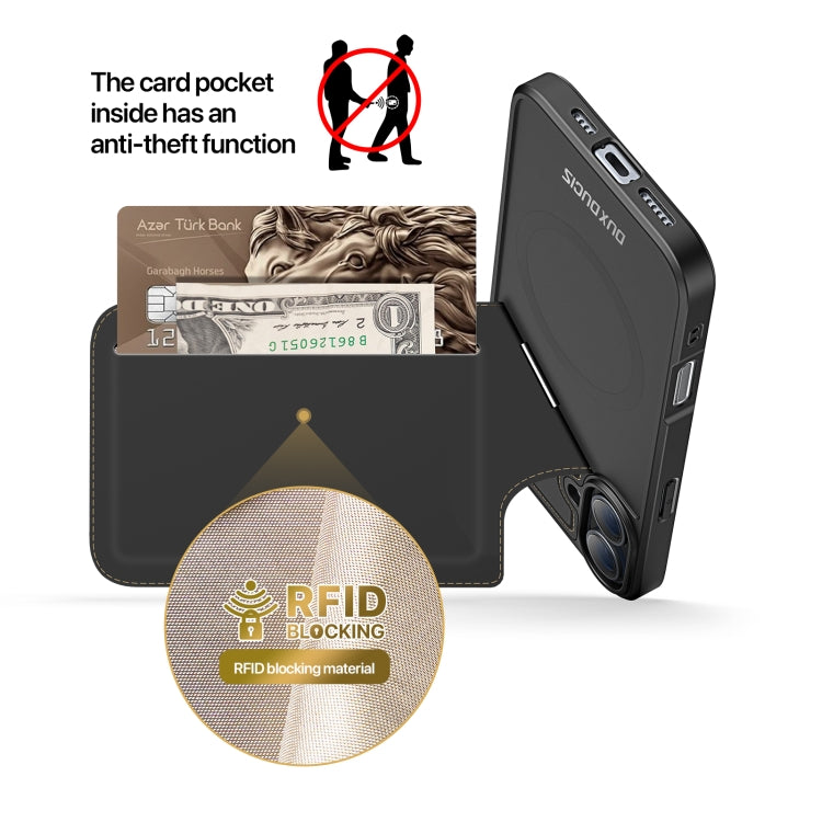 For iPhone 16 DUX DUCIS Rafi II Series MagSafe Magnetic Holder RFID Phone Case(Black)