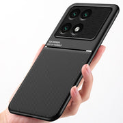For Xiaomi Redmi K70 Classic Tilt Strip Grain Magnetic Shockproof PC + TPU Phone Case(Red)