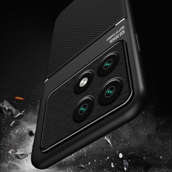 For Xiaomi Redmi K70 Classic Tilt Strip Grain Magnetic Shockproof PC + TPU Phone Case(Red)
