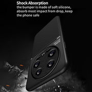 For Xiaomi 14 Ultra Classic Tilt Strip Grain Magnetic Shockproof PC + TPU Phone Case(Blue)