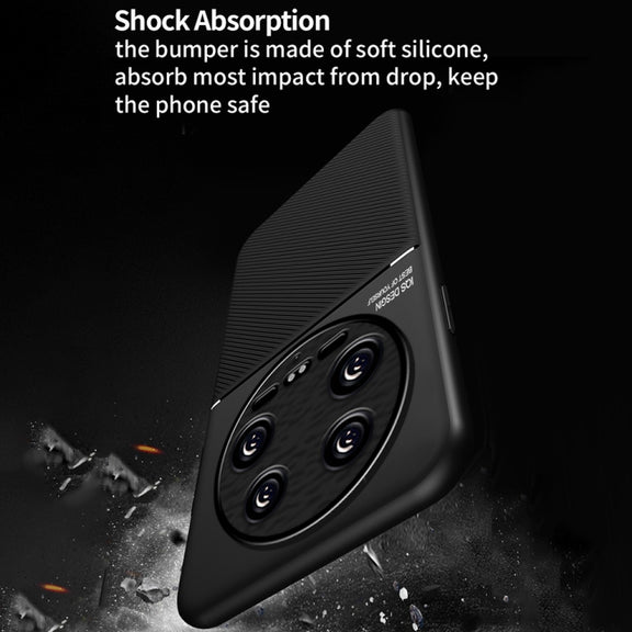 For Xiaomi 14 Ultra Classic Tilt Strip Grain Magnetic Shockproof PC + TPU Phone Case(Blue)