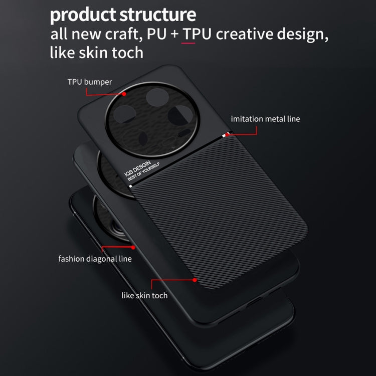 For Xiaomi 14 Ultra Classic Tilt Strip Grain Magnetic Shockproof PC + TPU Phone Case(Blue)