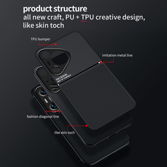 For Huawei Pura 70 Pro Classic Tilt Strip Grain Magnetic PC Hybrid TPU Phone Case(Red)