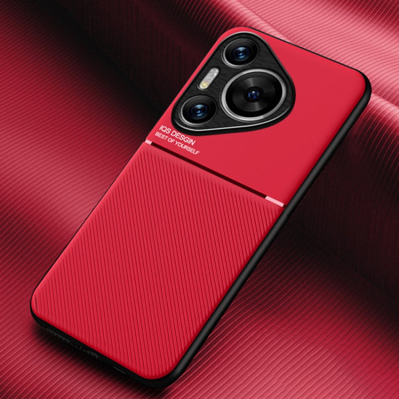 For Huawei Pura 70 Pro Classic Tilt Strip Grain Magnetic PC Hybrid TPU Phone Case(Red)
