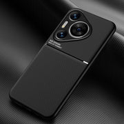For Huawei Pura 70 Pro Classic Tilt Strip Grain Magnetic PC Hybrid TPU Phone Case(Black)