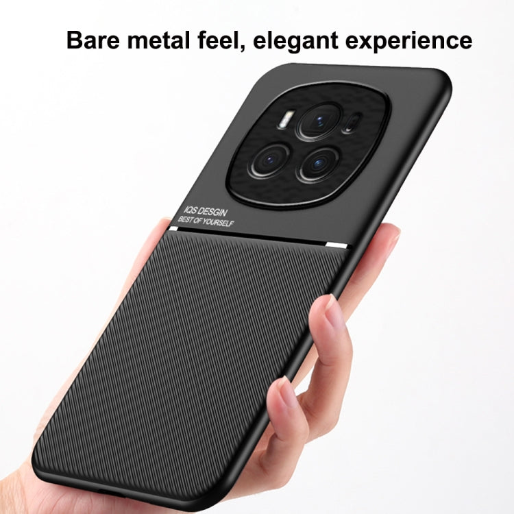 For Honor Magic6 Pro Classic Tilt Strip Grain Magnetic PC Hybrid TPU Phone Case(Blue)