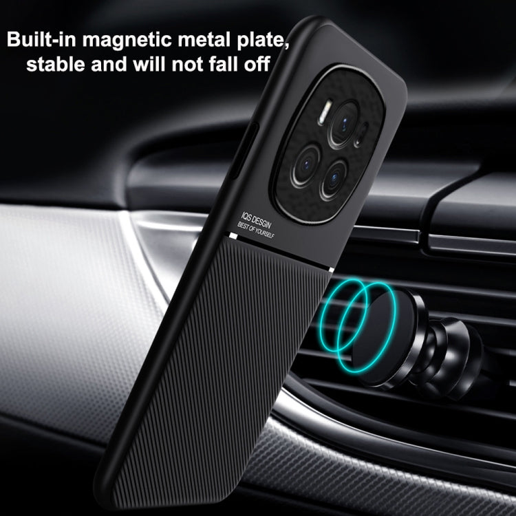 For Honor Magic6 Pro Classic Tilt Strip Grain Magnetic PC Hybrid TPU Phone Case(Blue)