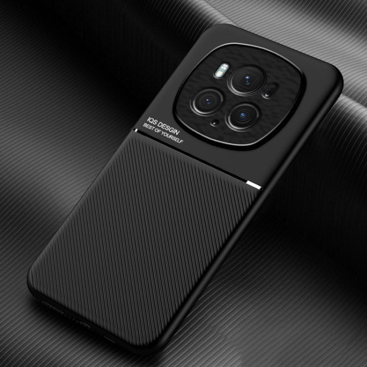 For Honor Magic6 Pro Classic Tilt Strip Grain Magnetic PC Hybrid TPU Phone Case(Black)