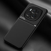 For Honor Magic6 Pro Classic Tilt Strip Grain Magnetic PC Hybrid TPU Phone Case(Black)